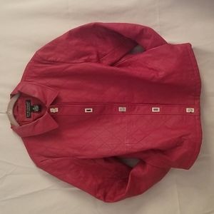 Red leather jacket in good condition. Made by Dialogue.